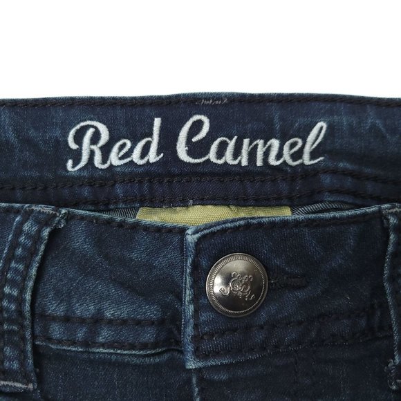 Red Camel Skinny Jeans Women Juniors Sz 7 Stretch Dark Wash Denim Low Rise Studs - Picture 14 of 14